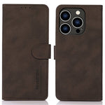 KHAZNEH For iPhone 14 Pro 6.1 inch Flip Stand Phone Cover Wallet Shockproof Case Textured PU Leather Magnetic Clasp Protective Cover