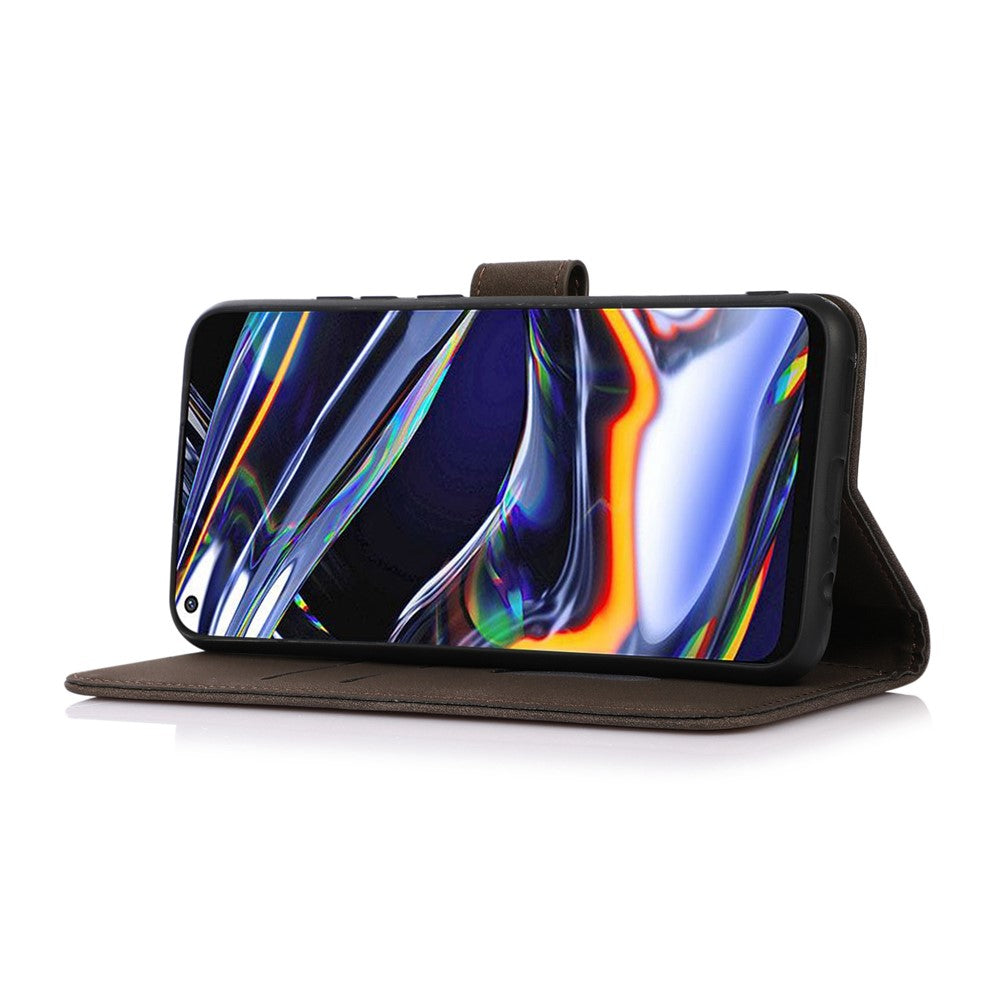 KHAZNEH For iPhone 14 Pro 6.1 inch Flip Stand Phone Cover Wallet Shockproof Case Textured PU Leather Magnetic Clasp Protective Cover