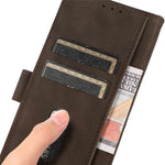 KHAZNEH For iPhone 14 Pro 6.1 inch Flip Stand Phone Cover Wallet Shockproof Case Textured PU Leather Magnetic Clasp Protective Cover