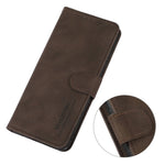 KHAZNEH For iPhone 14 Pro 6.1 inch Flip Stand Phone Cover Wallet Shockproof Case Textured PU Leather Magnetic Clasp Protective Cover