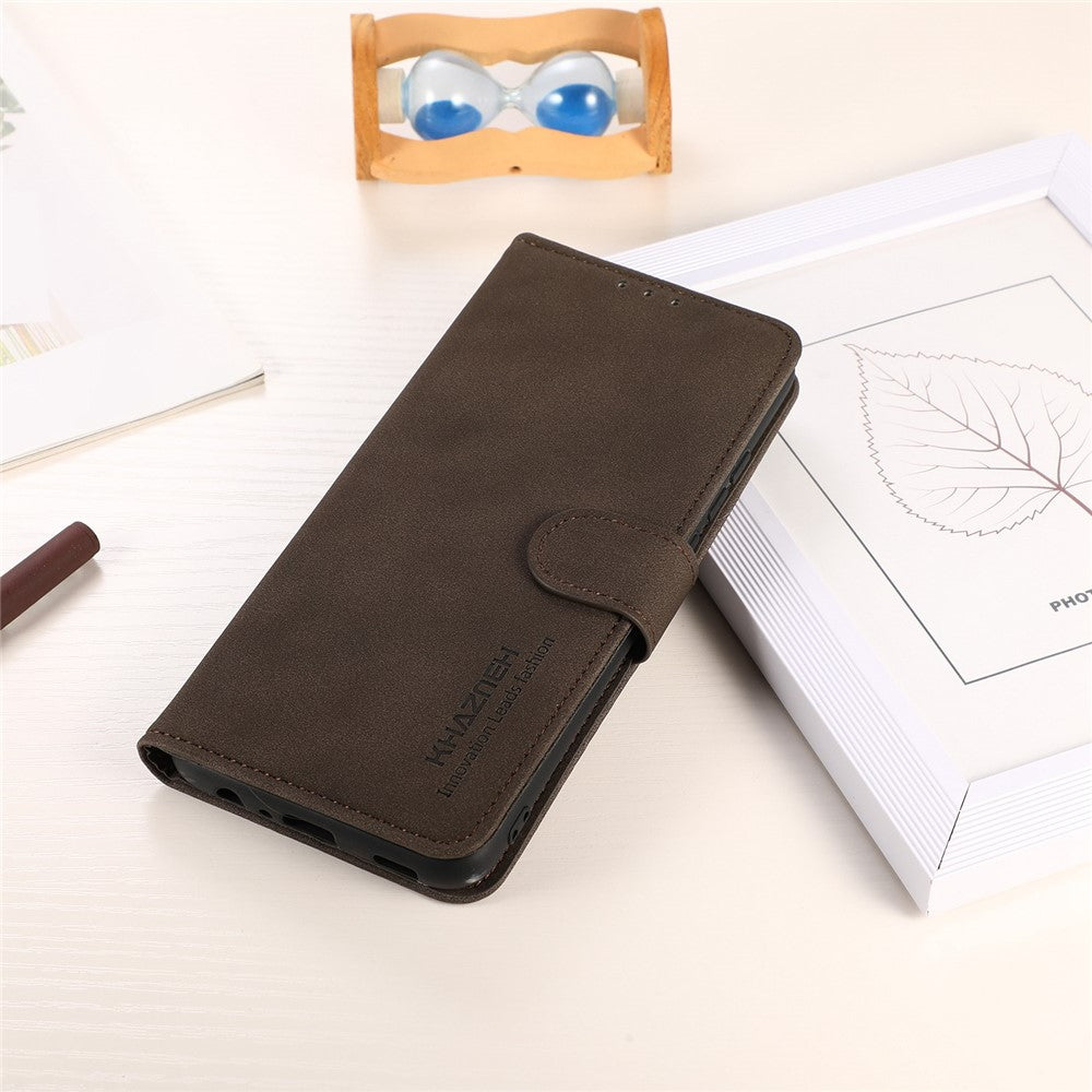KHAZNEH For iPhone 14 Pro 6.1 inch Flip Stand Phone Cover Wallet Shockproof Case Textured PU Leather Magnetic Clasp Protective Cover