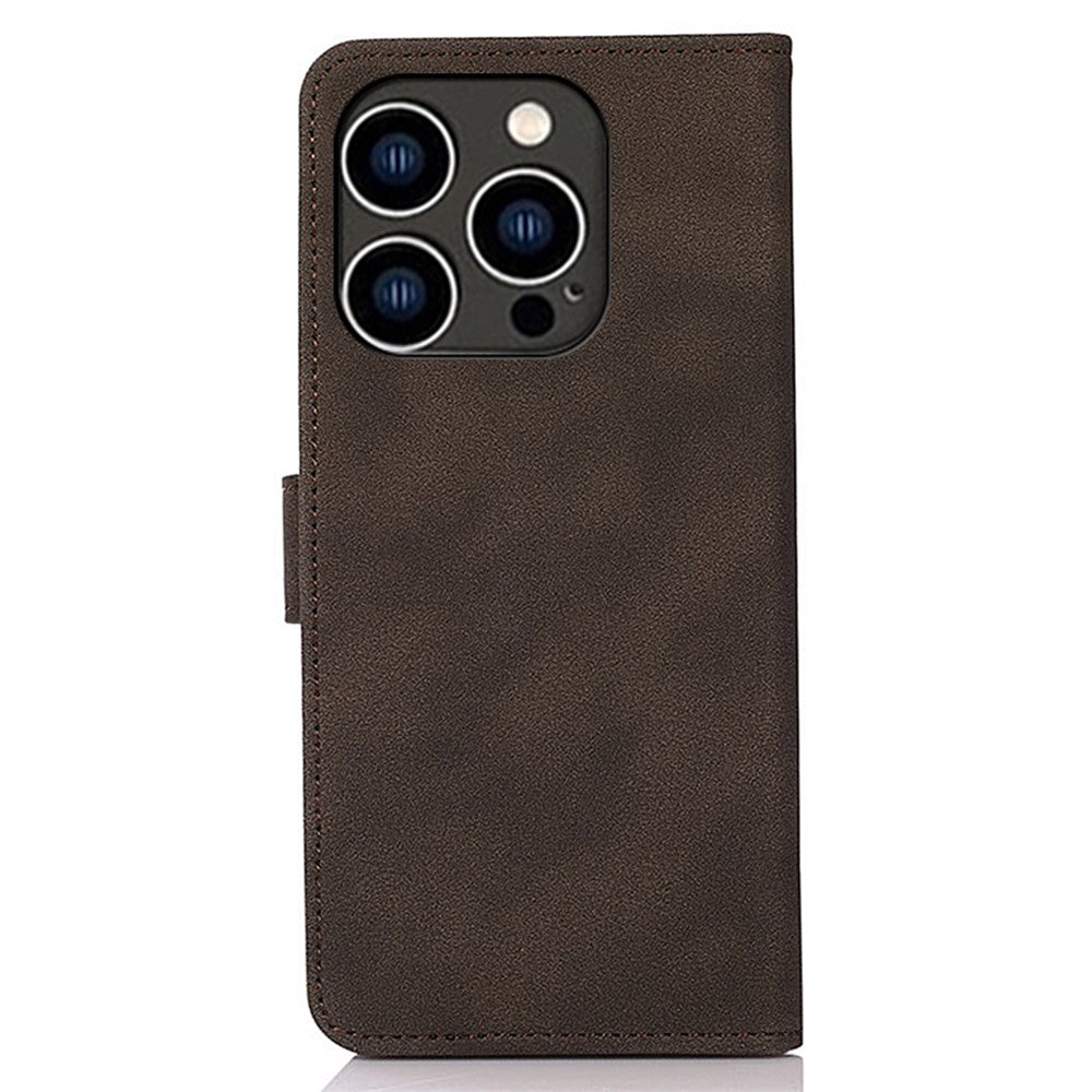 KHAZNEH For iPhone 14 Pro 6.1 inch Flip Stand Phone Cover Wallet Shockproof Case Textured PU Leather Magnetic Clasp Protective Cover