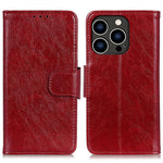For iPhone 14 Pro 6.1 inch Split Leather Nappa Texture Phone Case with Magnetic Closure Stand Wallet Shockproof Phone Cover