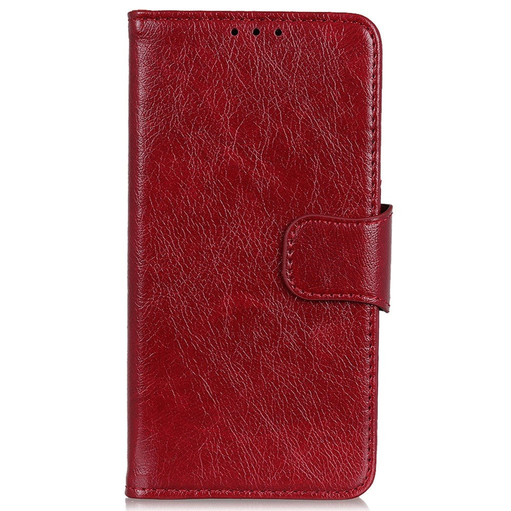 For iPhone 14 Pro 6.1 inch Split Leather Nappa Texture Phone Case with Magnetic Closure Stand Wallet Shockproof Phone Cover
