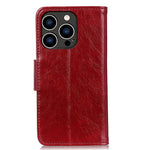 For iPhone 14 Pro 6.1 inch Split Leather Nappa Texture Phone Case with Magnetic Closure Stand Wallet Shockproof Phone Cover
