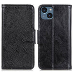 Split Leather Nappa Texture Phone Case for iPhone 14 6.1 inch, Magnetic Closure Stand Wallet Anti-drop Phone Cover Shockproof Mobile Phone Shell