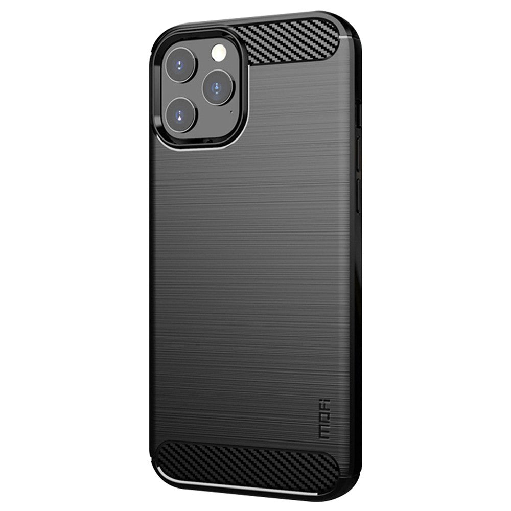 MOFI For iPhone 12 Pro Max 6.7 inch Brushed Phone Case Carbon Fiber Texture Soft TPU Back Cover