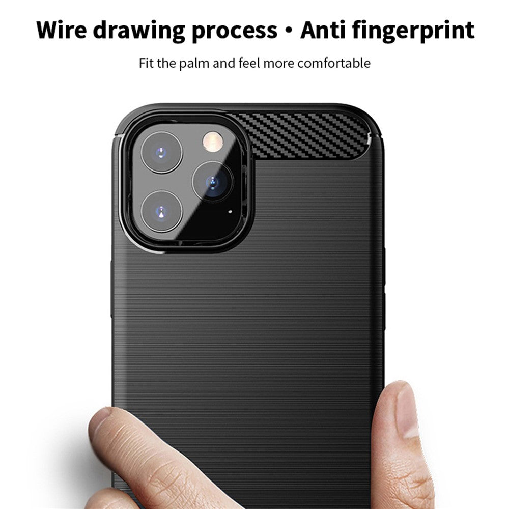 MOFI For iPhone 12 Pro Max 6.7 inch Brushed Phone Case Carbon Fiber Texture Soft TPU Back Cover