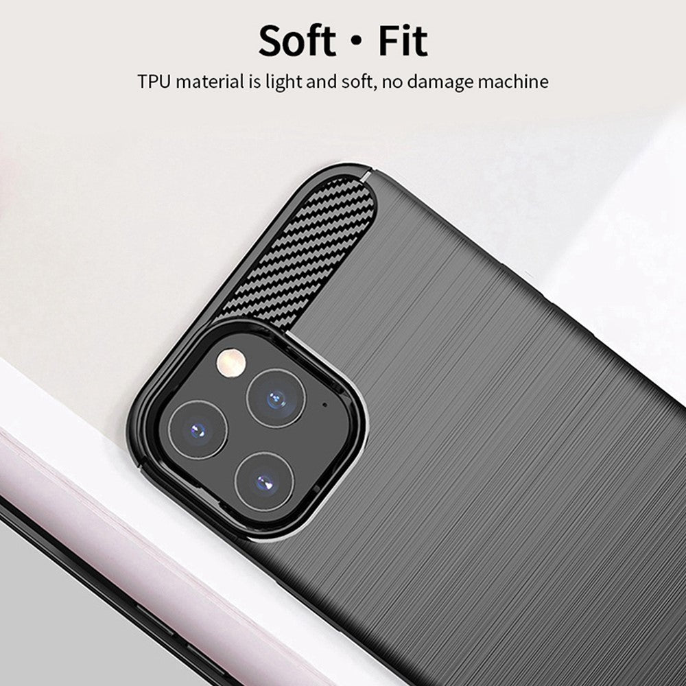 MOFI For iPhone 12 Pro Max 6.7 inch Brushed Phone Case Carbon Fiber Texture Soft TPU Back Cover