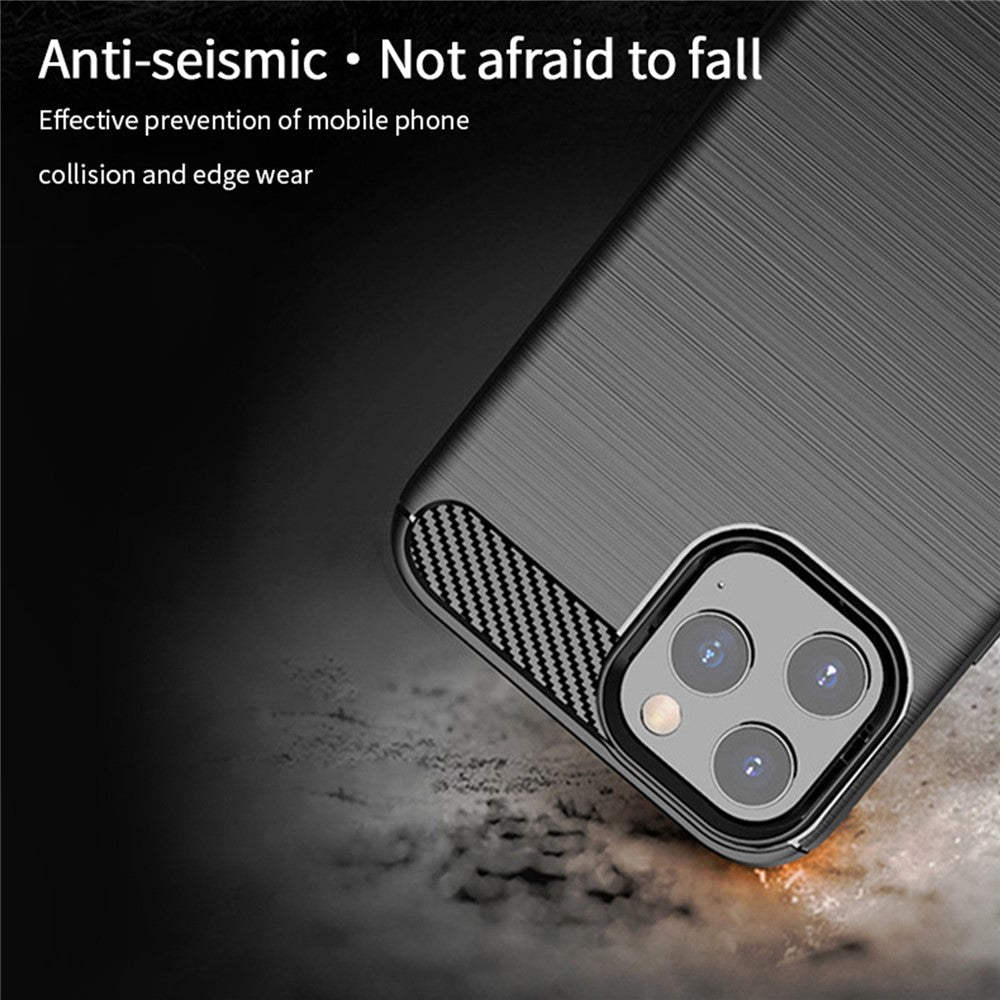 MOFI For iPhone 12 Pro Max 6.7 inch Brushed Phone Case Carbon Fiber Texture Soft TPU Back Cover