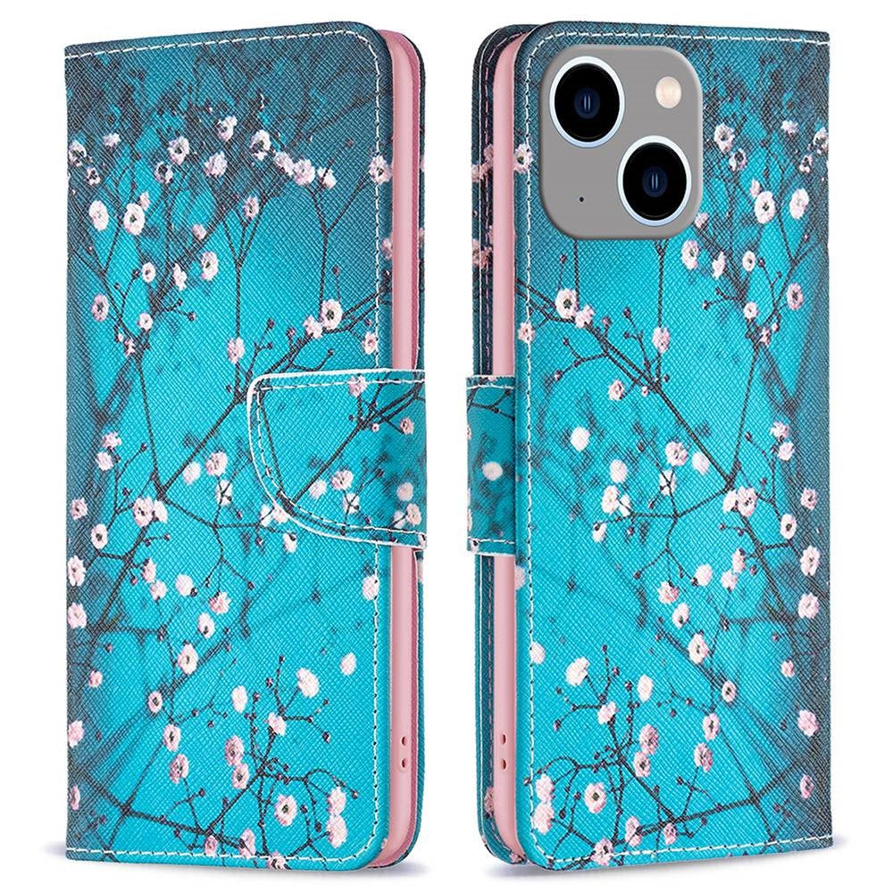 Til iPhone 14 Plus telefoncover med mønstertryk, PU-læder, pung og standfunktion