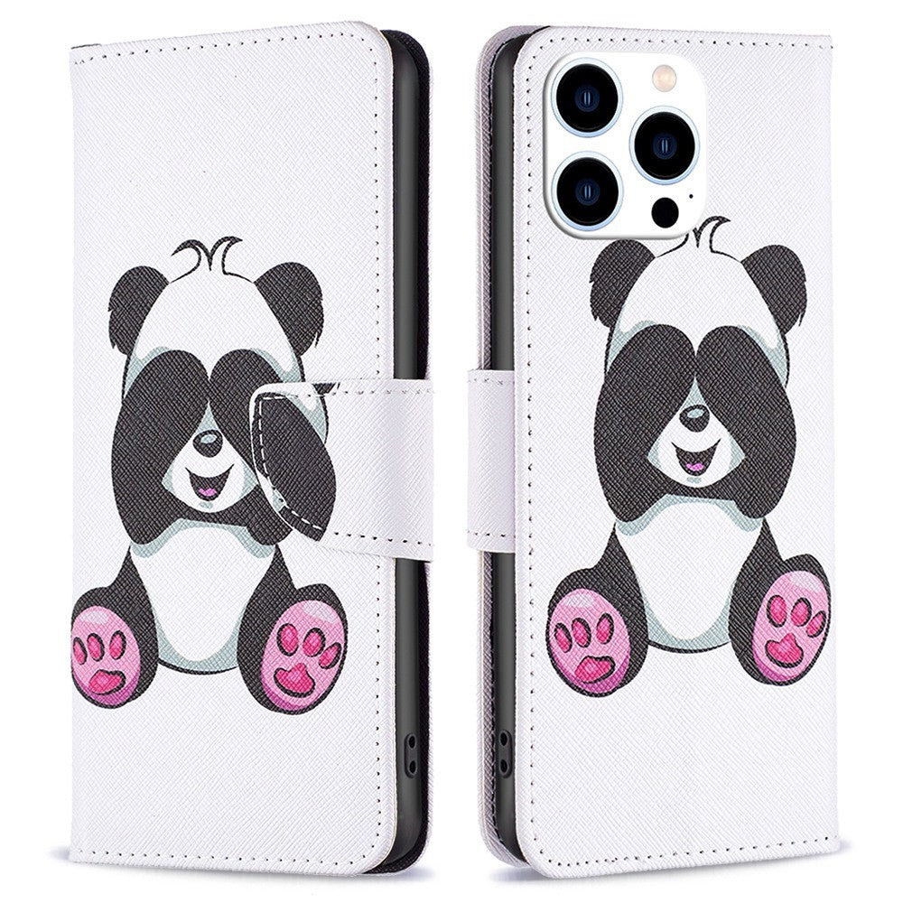 For iPhone 14 Pro Leather Case Pattern Printing Wallet Stand Flip Mobile Cover