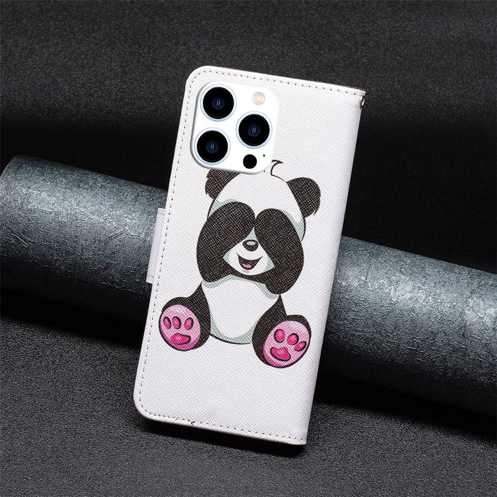 For iPhone 14 Pro Leather Case Pattern Printing Wallet Stand Flip Mobile Cover