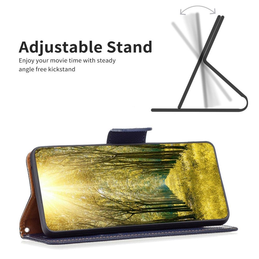 For iPhone 14 Pro Wallet Case Litchi Texture Flip Leather Mobile Cover Stand with Strap