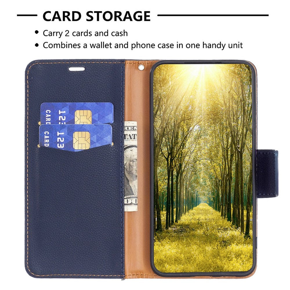 For iPhone 14 Pro Wallet Case Litchi Texture Flip Leather Mobile Cover Stand with Strap