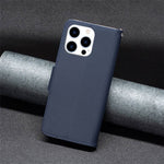 For iPhone 14 Pro Wallet Case Litchi Texture Flip Leather Mobile Cover Stand with Strap