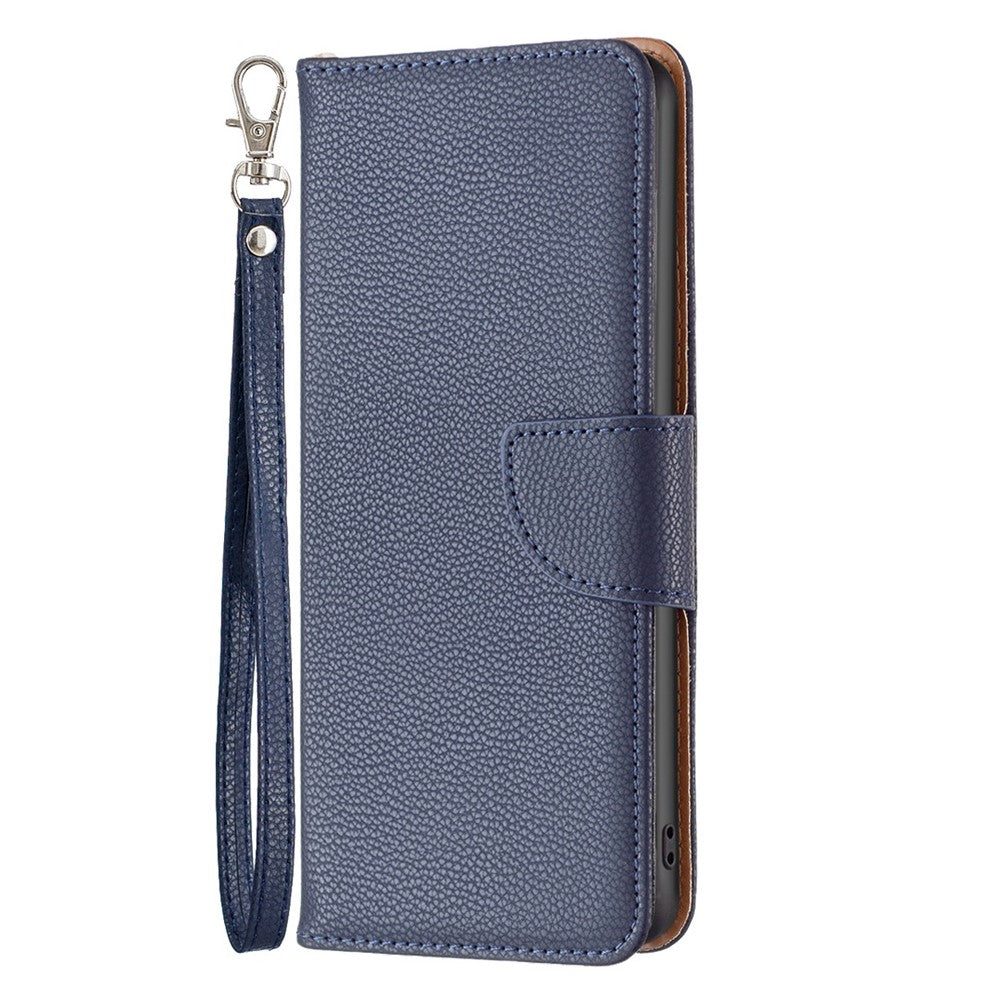 For iPhone 14 Pro Wallet Case Litchi Texture Flip Leather Mobile Cover Stand with Strap