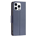 For iPhone 14 Pro Wallet Case Litchi Texture Flip Leather Mobile Cover Stand with Strap