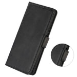 For iPhone 14 6.1 inch Shockproof Phone Cover Textured PU Leather Stand Wallet Scratch Resistant Mobile Phone Case Magnetic Design Protective Shell