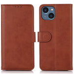 For iPhone 14 6.1 inch Shockproof Phone Cover Textured PU Leather Stand Wallet Scratch Resistant Mobile Phone Case Magnetic Design Protective Shell