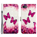 For iPhone SE (2020) / SE (2022) / 7 / 8 Leather Case 3D Pattern Printing Wallet Stand Mobile Cover with Strap