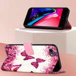 For iPhone SE (2020) / SE (2022) / 7 / 8 Leather Case 3D Pattern Printing Wallet Stand Mobile Cover with Strap