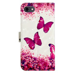 For iPhone SE (2020) / SE (2022) / 7 / 8 Leather Case 3D Pattern Printing Wallet Stand Mobile Cover with Strap