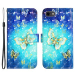 For iPhone SE (2020) / SE (2022) / 7 / 8 Leather Case 3D Pattern Printing Wallet Stand Mobile Cover with Strap