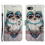 For iPhone SE (2020) / SE (2022) / 7 / 8 Leather Case 3D Pattern Printing Wallet Stand Mobile Cover with Strap