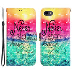 For iPhone SE (2020) / SE (2022) / 7 / 8 Leather Case 3D Pattern Printing Wallet Stand Mobile Cover with Strap