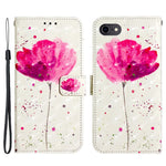 For iPhone SE (2020) / SE (2022) / 7 / 8 Leather Case 3D Pattern Printing Wallet Stand Mobile Cover with Strap