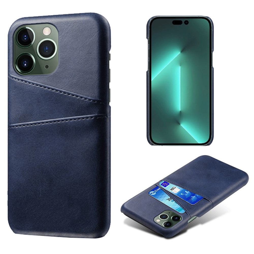 Phone Case for iPhone 14 Pro Max 6.7 inch Two Card Slots Scratch-resistant Drop-proof PU Leather Coated Hard PC Cover