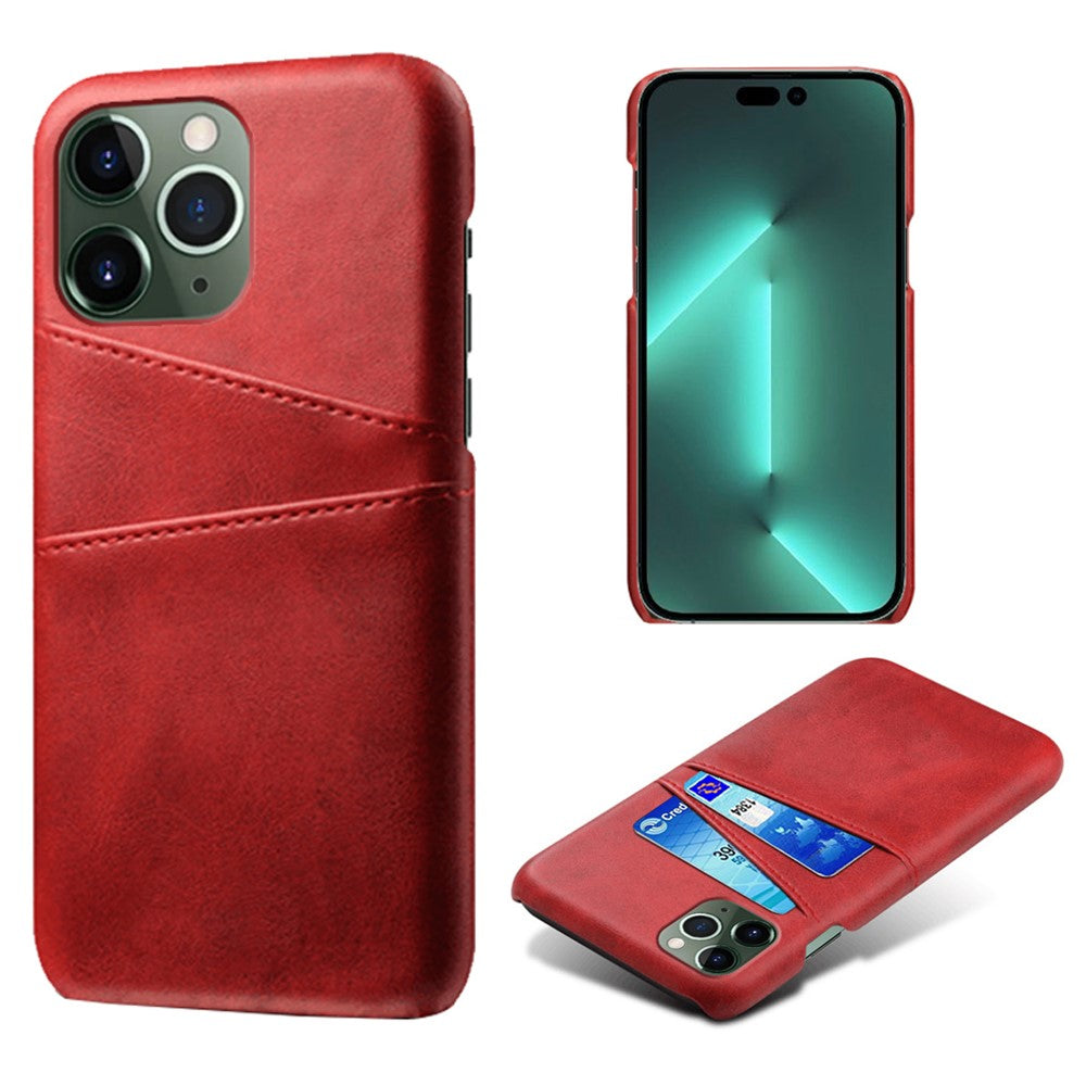 Phone Case for iPhone 14 Pro Max 6.7 inch Two Card Slots Scratch-resistant Drop-proof PU Leather Coated Hard PC Cover