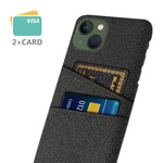 For iPhone 14 6.1 inch Cloth Texture Well-protected Phone Case Cloth + PC Cover with Dual Card Slots