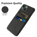 For iPhone 14 6.1 inch Cloth Texture Well-protected Phone Case Cloth + PC Cover with Dual Card Slots