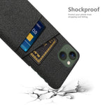 For iPhone 14 6.1 inch Cloth Texture Well-protected Phone Case Cloth + PC Cover with Dual Card Slots