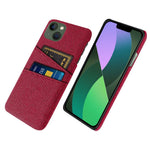 For iPhone 14 6.1 inch Cloth Texture Well-protected Phone Case Cloth + PC Cover with Dual Card Slots