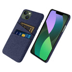 For iPhone 14 6.1 inch Cloth Texture Well-protected Phone Case Cloth + PC Cover with Dual Card Slots