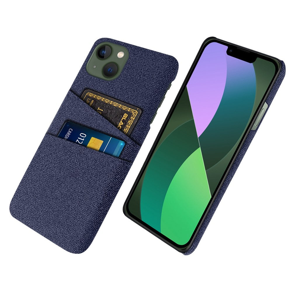 For iPhone 14 6.1 inch Cloth Texture Well-protected Phone Case Cloth + PC Cover with Dual Card Slots