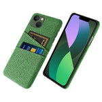 For iPhone 14 6.1 inch Cloth Texture Well-protected Phone Case Cloth + PC Cover with Dual Card Slots