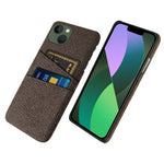 For iPhone 14 6.1 inch Cloth Texture Well-protected Phone Case Cloth + PC Cover with Dual Card Slots
