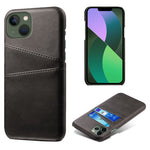 Drop-proof Phone Case for iPhone 14 Plus 6.7 inch, PU Leather Coated Hard PC Phone Shell with Dual Card Slots