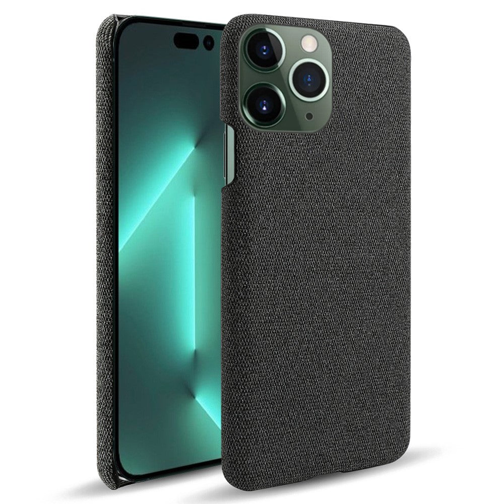 For iPhone 14 Pro 6.1 inch Protective Phone Case Solid Color Hard PC+Cloth Shockproof Phone Shell Cover
