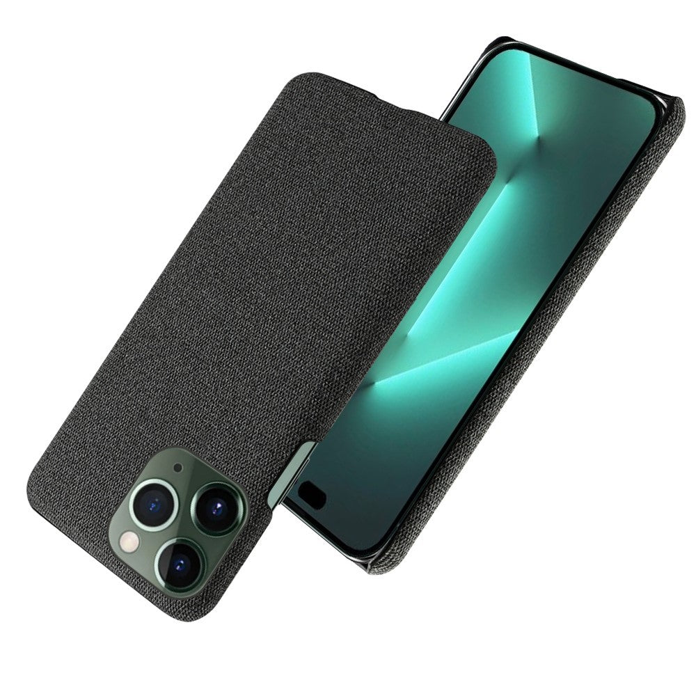 For iPhone 14 Pro 6.1 inch Protective Phone Case Solid Color Hard PC+Cloth Shockproof Phone Shell Cover