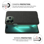 For iPhone 14 Pro 6.1 inch Protective Phone Case Solid Color Hard PC+Cloth Shockproof Phone Shell Cover