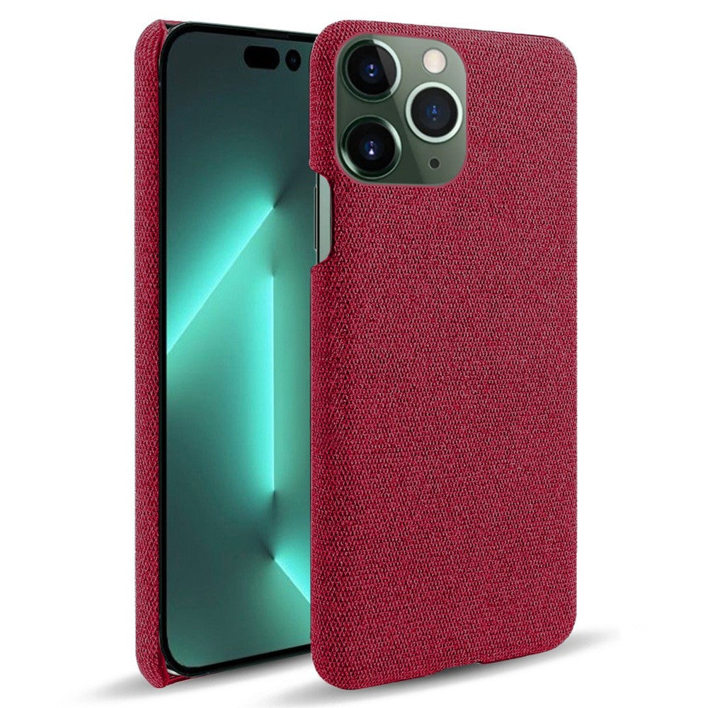 For iPhone 14 Pro 6.1 inch Protective Phone Case Solid Color Hard PC+Cloth Shockproof Phone Shell Cover