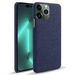 For iPhone 14 Pro 6.1 inch Protective Phone Case Solid Color Hard PC+Cloth Shockproof Phone Shell Cover