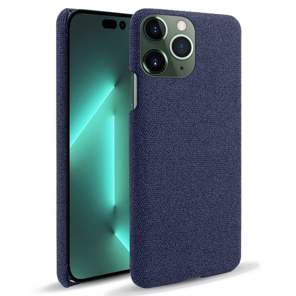 For iPhone 14 Pro 6.1 inch Protective Phone Case Solid Color Hard PC+Cloth Shockproof Phone Shell Cover