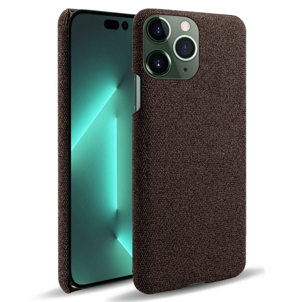 For iPhone 14 Pro 6.1 inch Protective Phone Case Solid Color Hard PC+Cloth Shockproof Phone Shell Cover