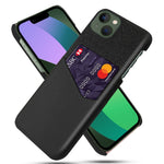 Til iPhone 14 Plus 6,7 tommer, med stoftekstur, anti-drop telefoncover, PU-læderbelagt hårdt PC-beskyttelsesetui med kortplads